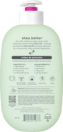eos Shea Better Body Lotion- Crème de Pistachio, 24-Hour Moisture Skin Care, Lightweight & Non-Greasy, Made with Natural Shea, Vegan, 16 fl oz