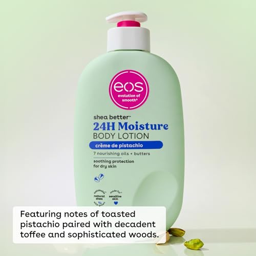 eos Shea Better Body Lotion- Crème de Pistachio, 24-Hour Moisture Skin Care, Lightweight & Non-Greasy, Made with Natural Shea, Vegan, 16 fl oz