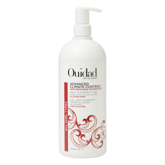 Ouidad Advanced Climate Control Heat & Humidity Gel - Professional Size 33.8 oz | Anti-Frizz Nano Technology for All Curl Types | Crunch-Free, UV Protection Styling Gel