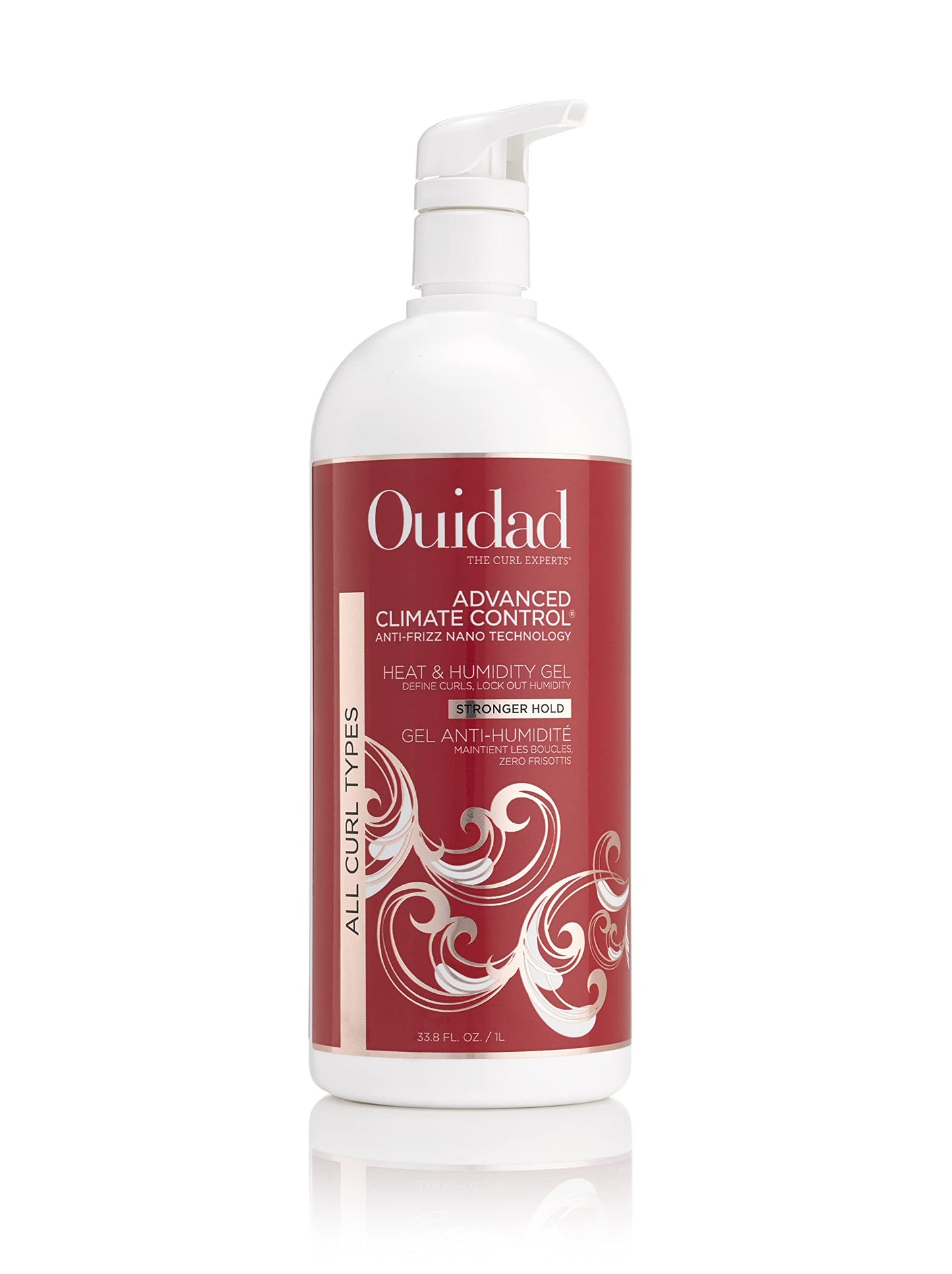Ouidad Advanced Climate Control Heat & Humidity Gel - Stronger Hold Professional Size 33.8 oz | Anti-Frizz Nano Technology | Extra Strong, Crunch-Free Hold for All Curl Types | Award-Winning Formula