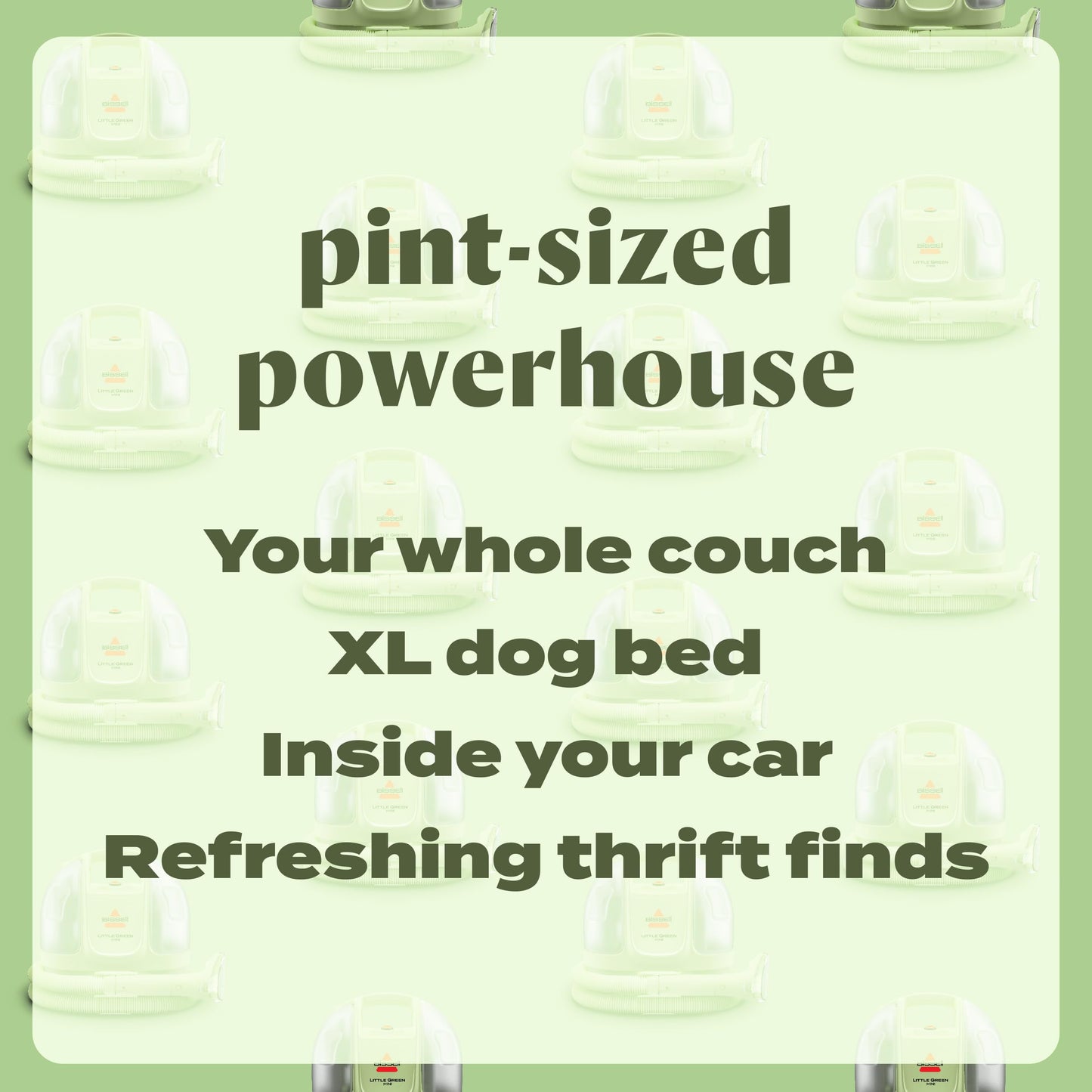 BISSELL Little Green Mini Portable Carpet and Upholstery Deep Cleaner, Car/Auto Detailer, with HydroRinse Self-Cleaning Tool and 4" Tough Stain Tool, Tea Green, 4075