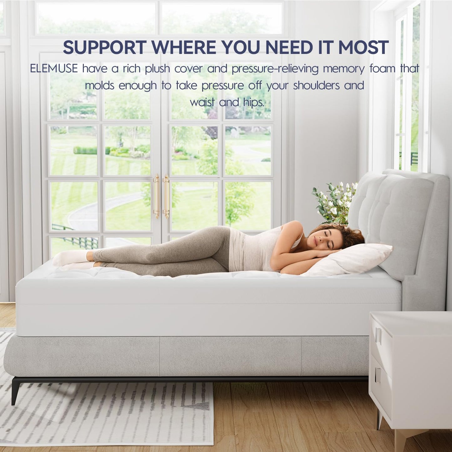 ELEMUSE Twin Size Dual Layer 3 Inch Memory Foam Mattress Topper, 2 Inch Cooling Gel Memory Foam and 1 Inch Thick Soft Pillow Top Mattress Pad Cover for Back Pain Relief, Bed Topper for Side Sleep